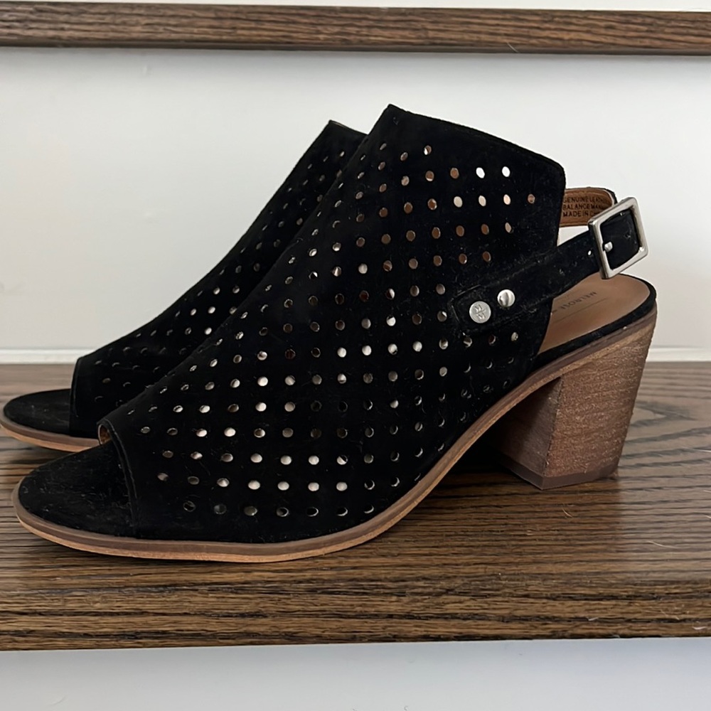 Open Toe Booties Black Suede